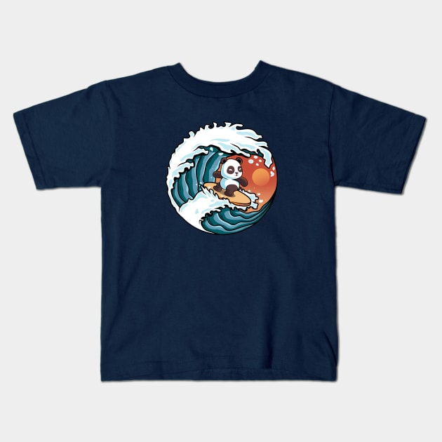 Surfing Panda - Sports Kids T-Shirt by eriondesigns